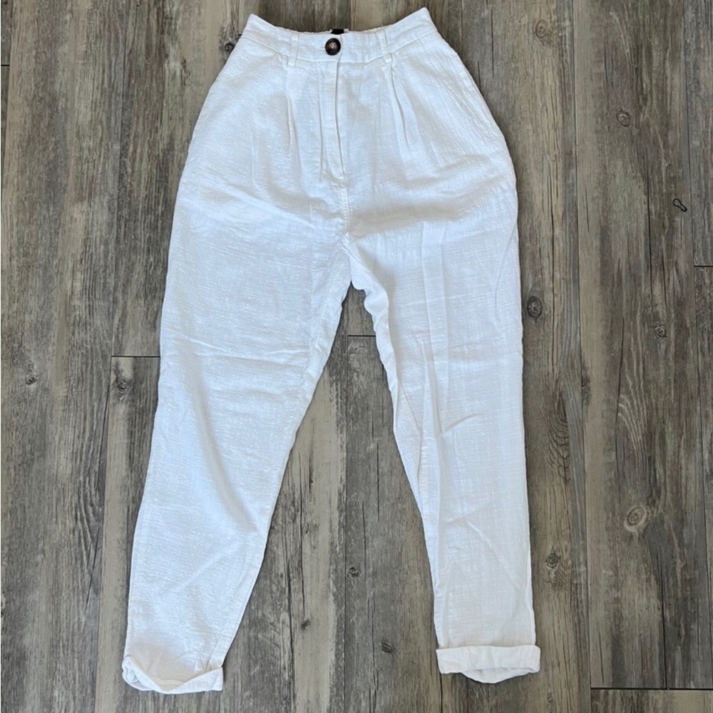 Princess Polly High Waisted White Linen Pants